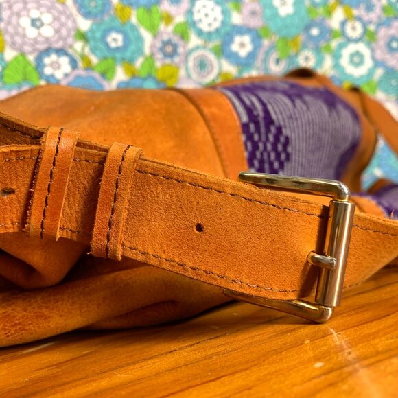 Guatemalan Leather/Textile Zip Top Overnight Duffle Bag - Picture 11 of 16